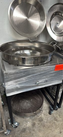 Comal grande de accero con vase i quemador para freir