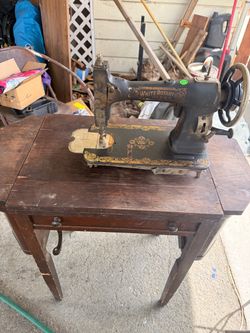 Antique White Rotary Sewing Machine USA