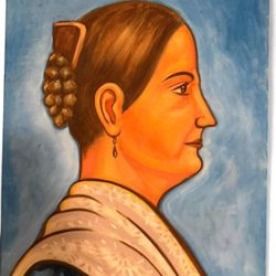 Original Carlos Bueno Portrait Painting of Woman in Profile