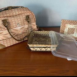 Temp-tations Old World Brown Thermal Printed Satchel with 2qt. Baker