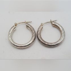 Vintage Medium Hoop Sterling Silver Earrings