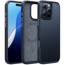 IPhone 16 Pro Case Aramid Fiber Back/Black Edge | Compatible With MagSafe, Military Grade Drop Protection, Stronger Magnetic, Shockproof Airbag, Color