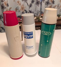 Three Thermos. Two are Actual Thermos Brand