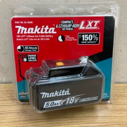 MAKITA BL1850B 18V LXT LITHIUM-ION 5.0Ah BATTERY.