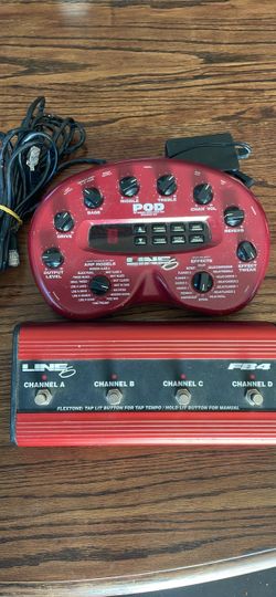 Line 6 POD PLUS FB4 Footswitch - Red With All Cables In New Condition