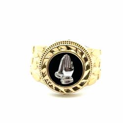 Men’s 10k Yellow Gold Nugget Praying Hands Ring Size 10.5 GP3136391
