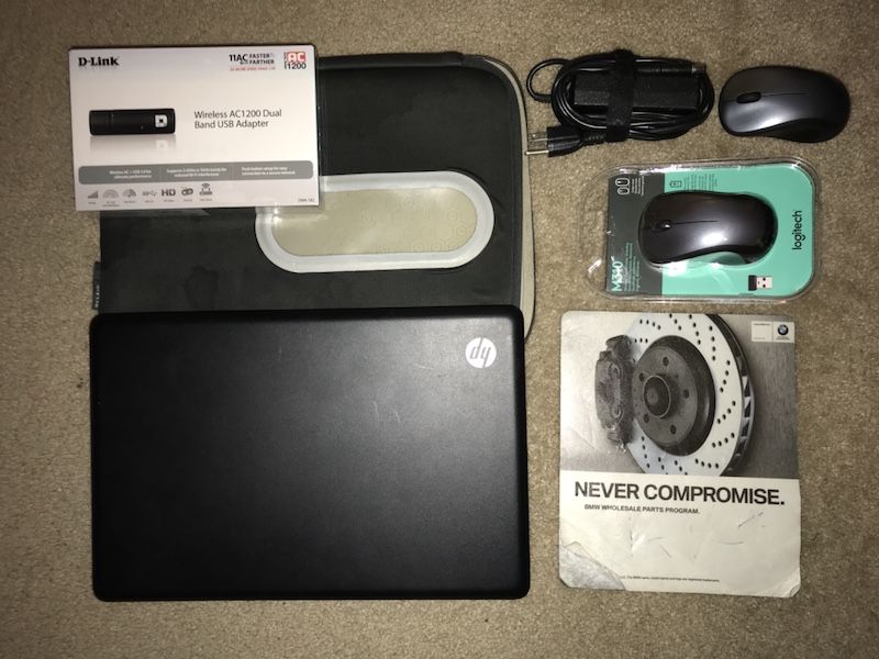 HP G56 Bundle! 2 Mouses and a mouse pad and a laptop charger and a laptop pouch and the laptop
