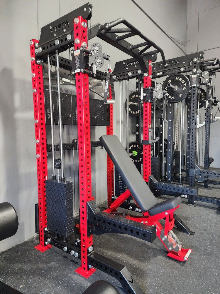 #*ULTIMATE POWER RACK FUNCTIONAL TRAINER WITH DUAL SIDE PULLEYS, 400 LBS STACK WEIGHTS, MULTI GRIP PULL UP BAR ( BRAND NEW IN THE BOX)