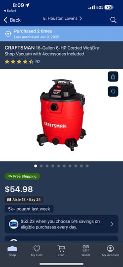 Craftsman Shop Vacuum