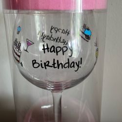 Happy Birthday Glass 