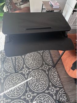 Table, Adjustable Standing Desk & Microphone