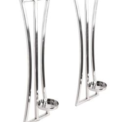 2pc Stainless Steel Wall Candle Holders Sconce Set