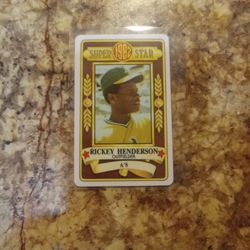 Rickey Henderson 1982 Permagraphics Plastic Card #35 Credit Card Style Rare Near/Mint Condition 