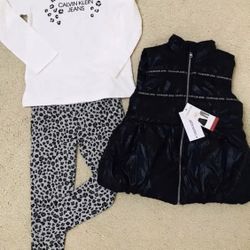 (4T) GIRLS 3 PIECE VEST SET BY CALVIN KLEIN. NEW