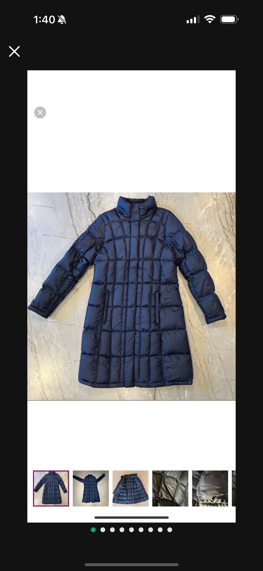 WOMENS MEDIUM NORTH FACE LONG COAT JACKET METROPOLIS BLUE