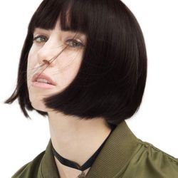 12" Short Bob Wig with bangs Synthetic Hair Black Brown