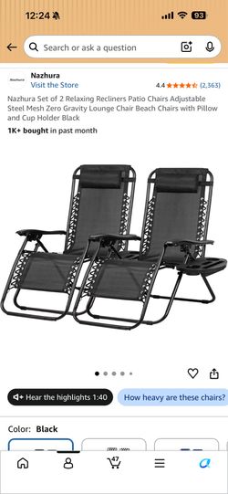 Zero gravity chairs