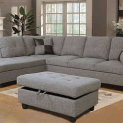 New Sectional with Storage Ottoman