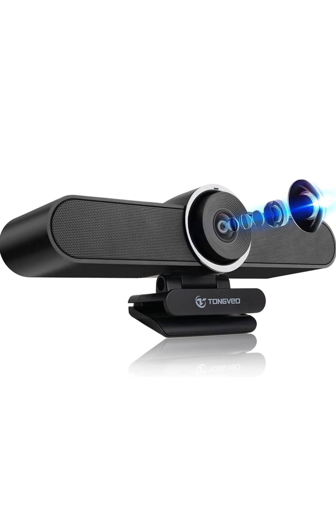 4K Webcam Conference TV Room Web Camera with Microphone and Speaker, Computer Video Camera Wide Angle AI Auto Framing Dual Mics Works with Microsoft T