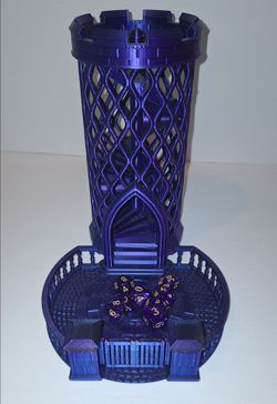 Dice Tower w/Spiral Staircase & 7 Fantasy Dice