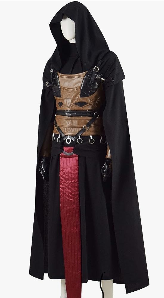 Adult Men’s Darth Revan Cosplay Costume FulAMen's Darth Revan Cosplay Costume Full Set Outfits Halloween Tunic Hooded Robe Knight Costume Medium