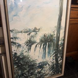 Mid Century Signed Watercolors In Glass
