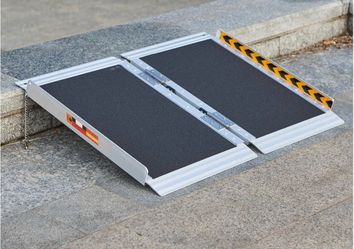 FACHNUO 2 Feet Portable Wheelchair Ramp, Non-Skid Aluminum Handicap Ramps with Handle