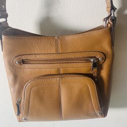 TIGNANELLO Brown Leather Medium Crossbody Organizer Shoulder Handbag