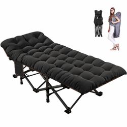 Folding Camping Cot Adults Bed Portable Military Cot W/Mat & Carry Bag