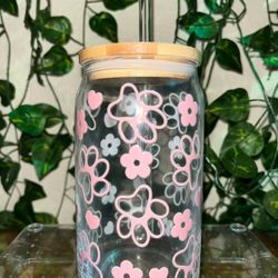 CUTE PAW PRINT OR FUR MAMA 16oz GLASS CUP’S!