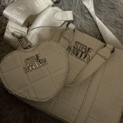 White Steve Madden Purse + Wallet