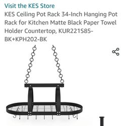 KES Ceiling Pot Rack 34-Inch Hanging Pot Rack 

