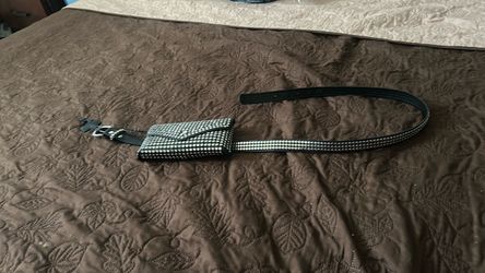 Rhinestone Studded Belt Black Silver