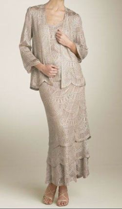 Vintage Damianou 2-pc Lace Tassel Fringe Dress & Matching Jacket, Art Deco/Flapper Inspired Formal Set