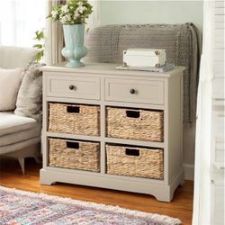 Beautiful Storage Cabinet W/4 Inserted Baskets & 2 Drawers