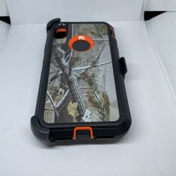 For Iphone XR Orange Camouflage Case With Belt Clíp Holster 