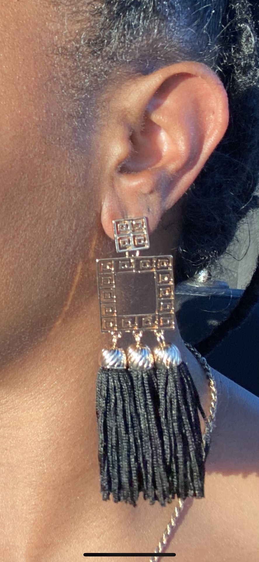 Beautiful Gold & Black Fringe Earrings