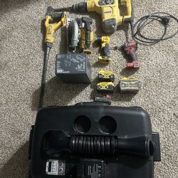 Dewalt And Milwaukee Tools With Industrial Cooler
