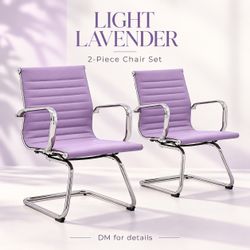 Light Lavender Office Guest Chair Set of 2