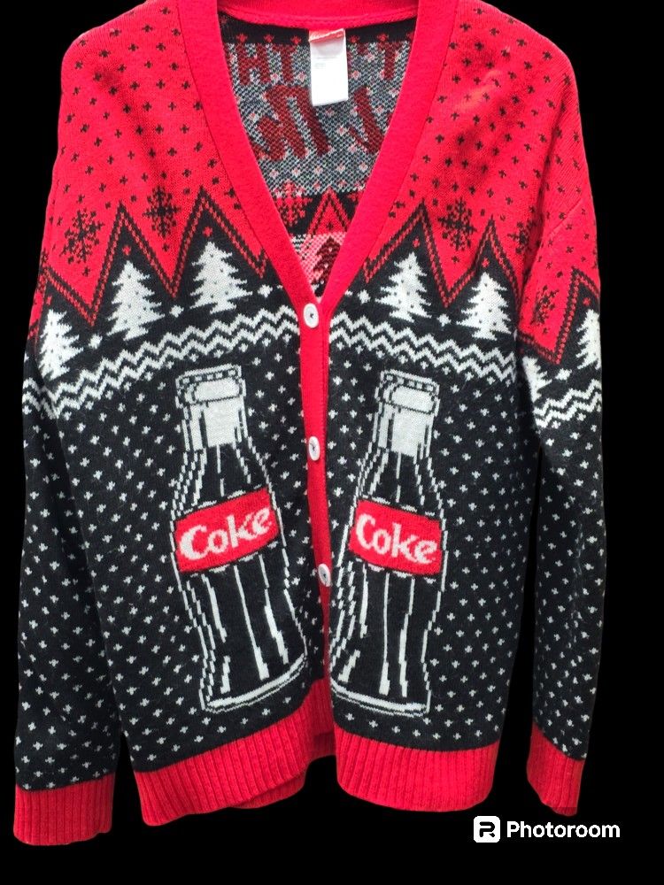 Coca-Cola Christmas Cardigan, ADULT Medium 