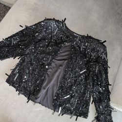 Edikted Shiny Black Shirt/cardigan/cover