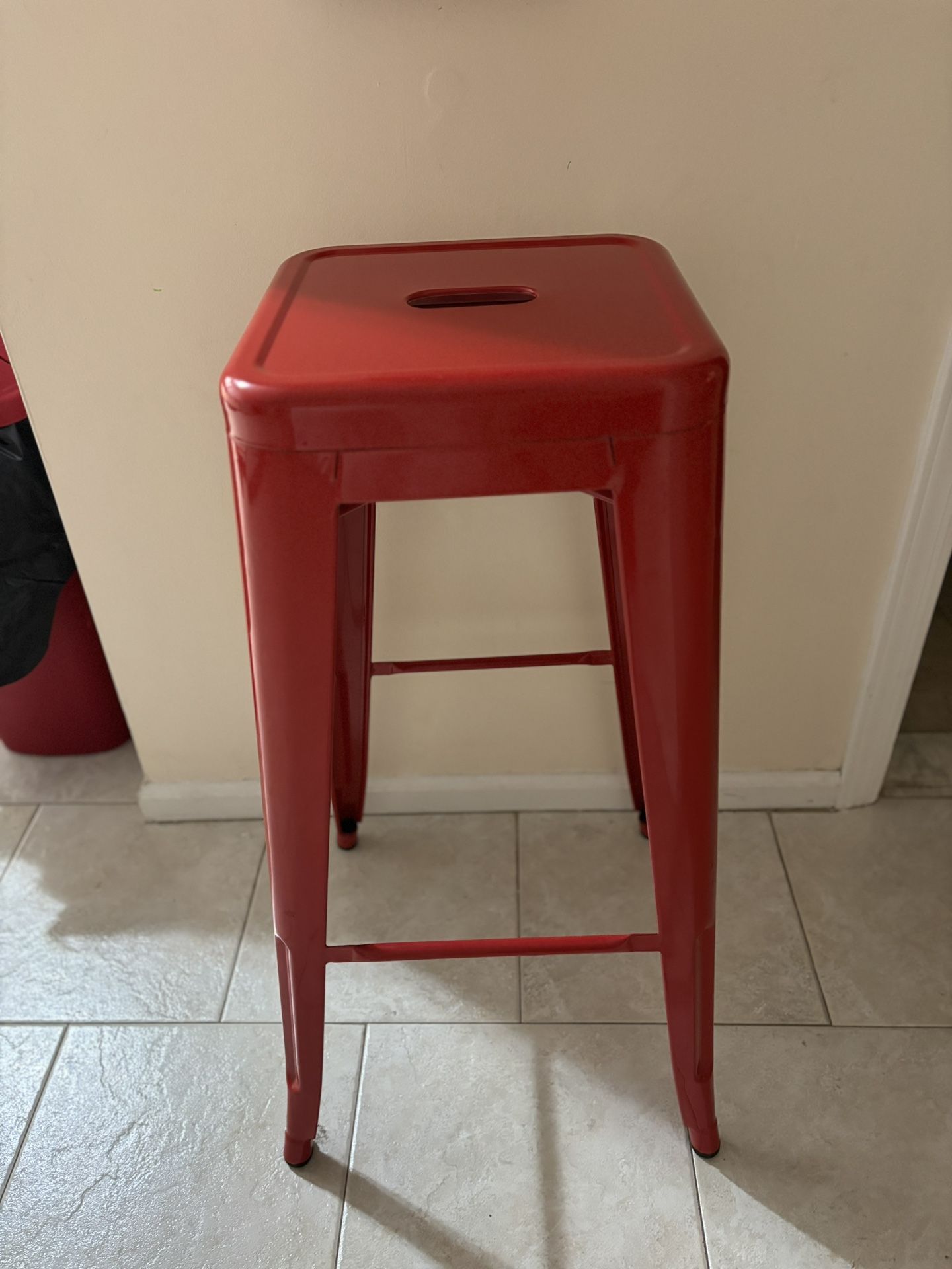 4 RED BAR STOOLS 