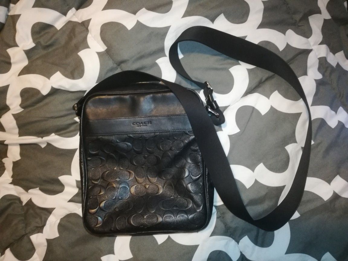 Coach F11741 Men's Signature Charles Flight Messenger Crossbody Bag Black $350 retail
