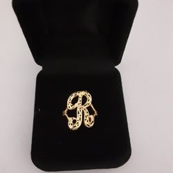 14KT SOLID GOLD "R" INITIAL RING