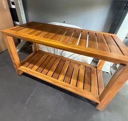 Teak Wood Bench with Bottom Shelf