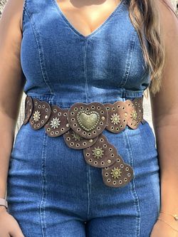 Brown Heart Faux Leather Belt