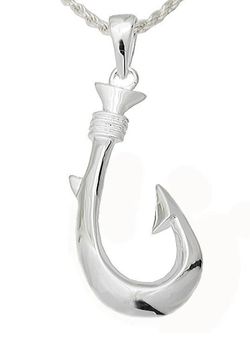 Large Sterling Silver Fish Hook Pendant 