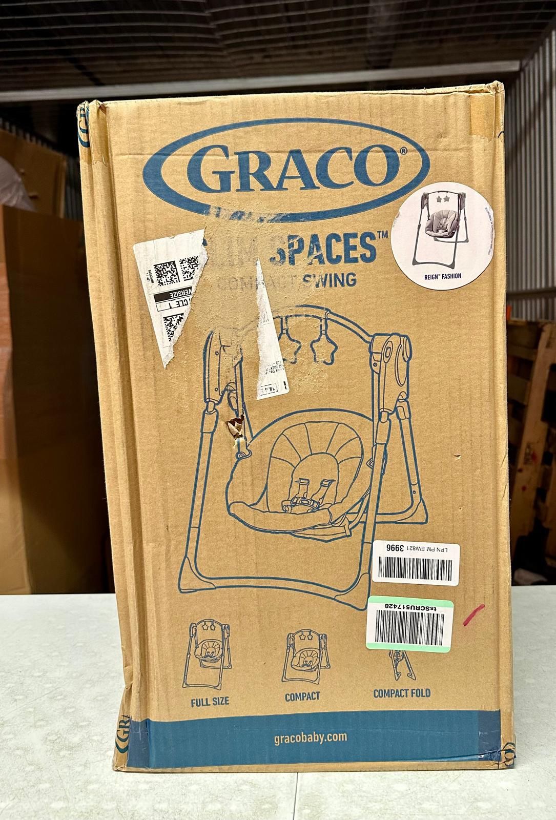 Open Box Graco Slim Spaces Compact Portable Baby Swing Reign with Adjustable Height