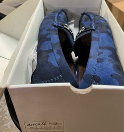 Amali Myers-052 Blue Camo Suede Bit Loafers Men’s Size 9.5 – Dress Casual Slip-O