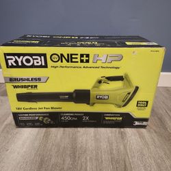 RYOBI ONE+ HP 18V Brushless Whisper Series 130 MPH 450 CFM Cordless Battery Leaf Blower (Tool Only)